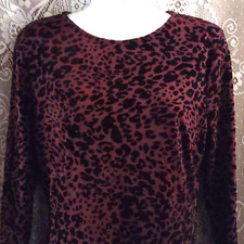 New Windsor Women's Size L Animal Print Backless  Burgundy Dress