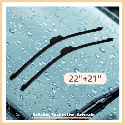 Pair Windshield Wiper Blades J-hook Quality 22'' & 21'' Inch Bracketless Frameless