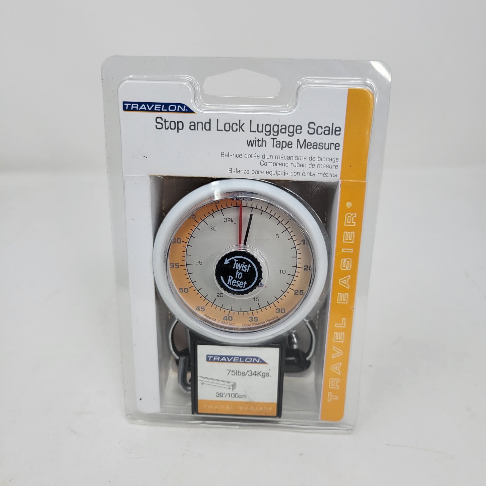 Escala de equipaje Travelon Stop and Lock cinta métrica 75 libras viaje aeropuerto maleta