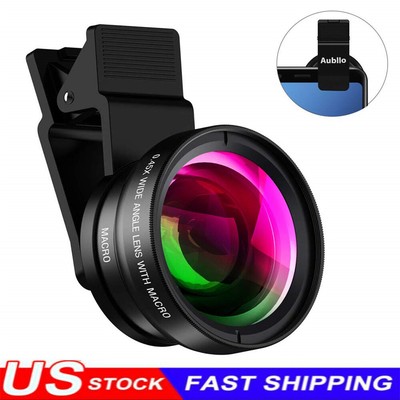 2 In 1 Mobile Phone Lens 0.45x 49mm UV Super Wide Angle Macro HD Camera Lens USA