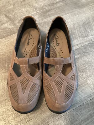 Clarks Nubuck & Fabric Walking Brown Shoes Women's Size 10M Ahead 85748