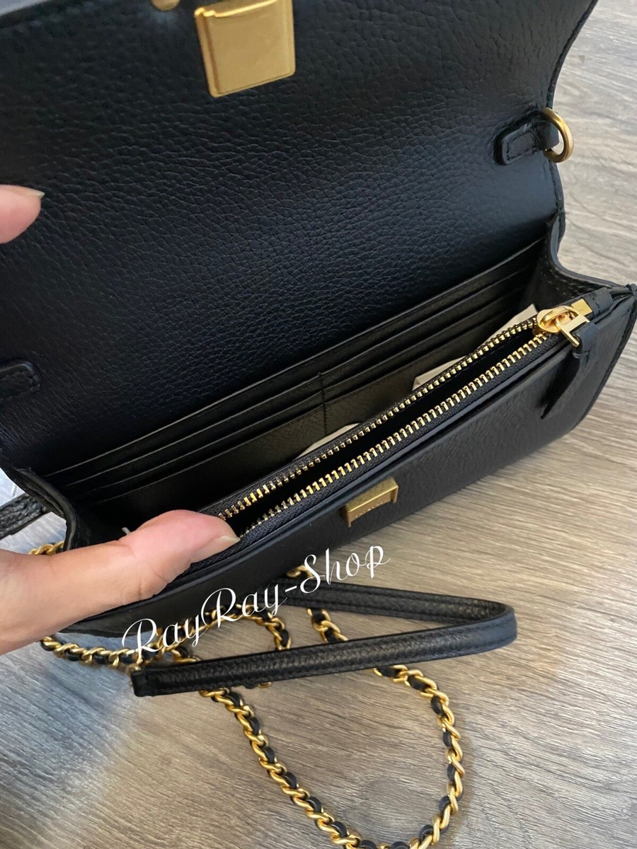 NWT Tory Burch Britten Chain Wallet with Wrislet BLACK