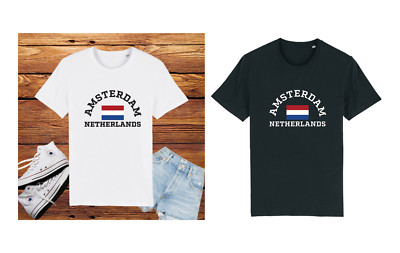 AMSTERDAM NIEDERLANDE UNISEX T-Shirt Tee DUTCH HOLLAND Souvenir GESCHENK STADT REISEN