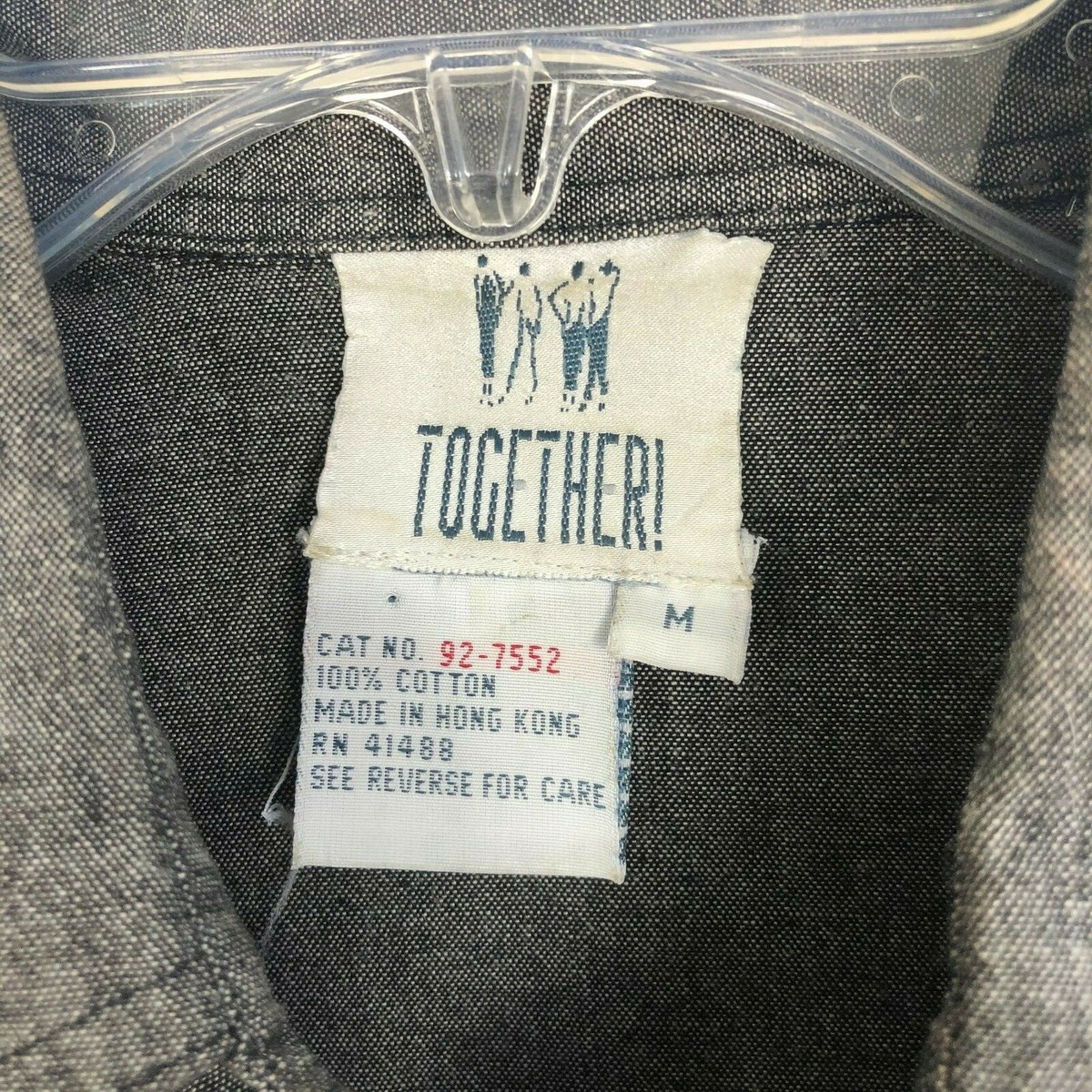 グレー1枚 Vintage Together Men's Button Down Gray Chambray Long Sleeve Shirt