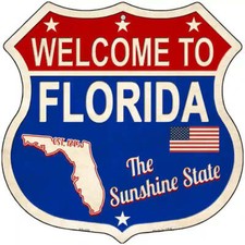 Welcome to Florida The Sunshine State Shield Metal Sign