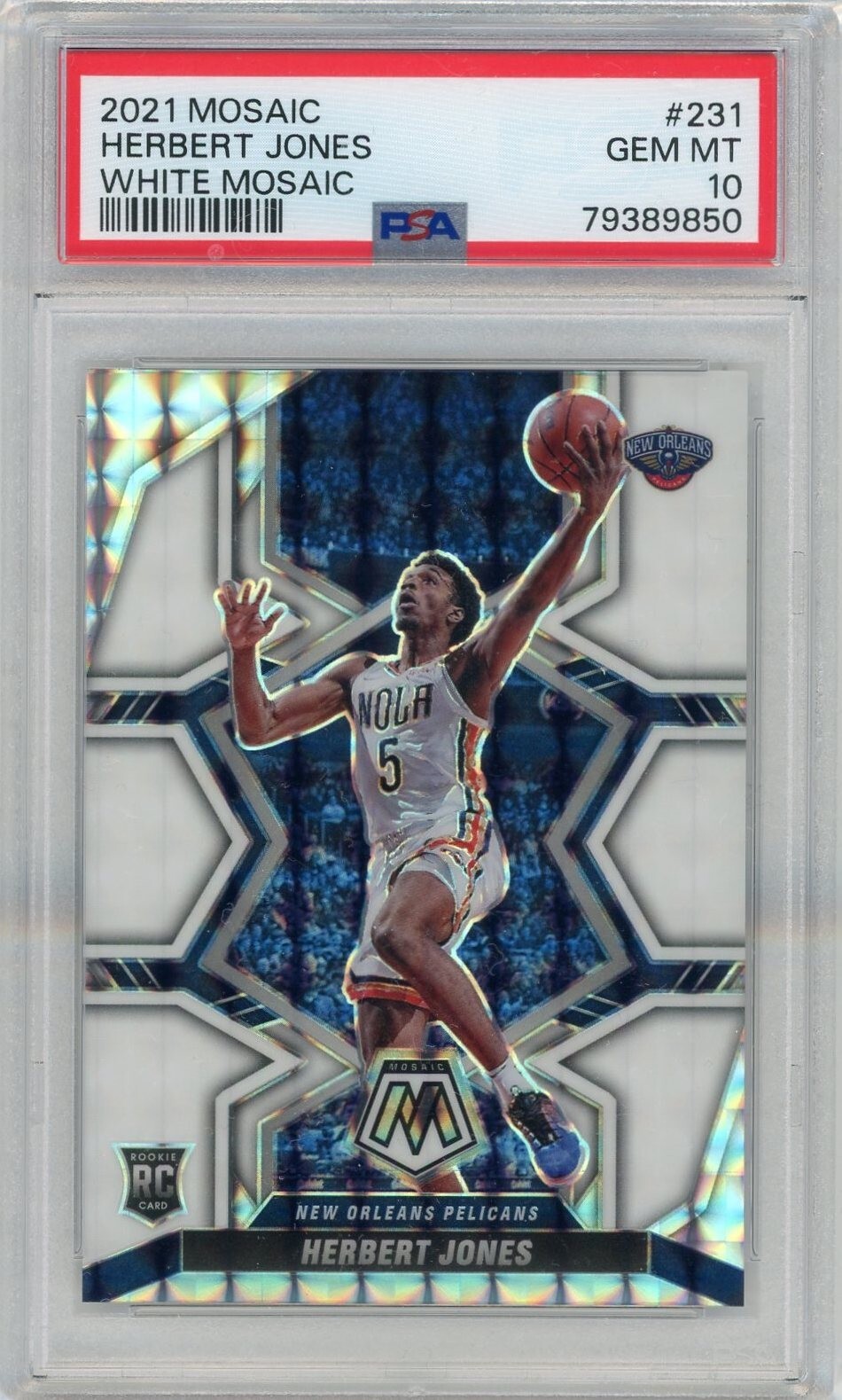 2021 Panini Mosaic #231 Herbert Jones White Mosaic Prizm Rookie #11/25 PSA 10