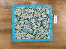  NO CUSTOMS TAX ETON of Sweden blue floral cotton silk blend pocket square
