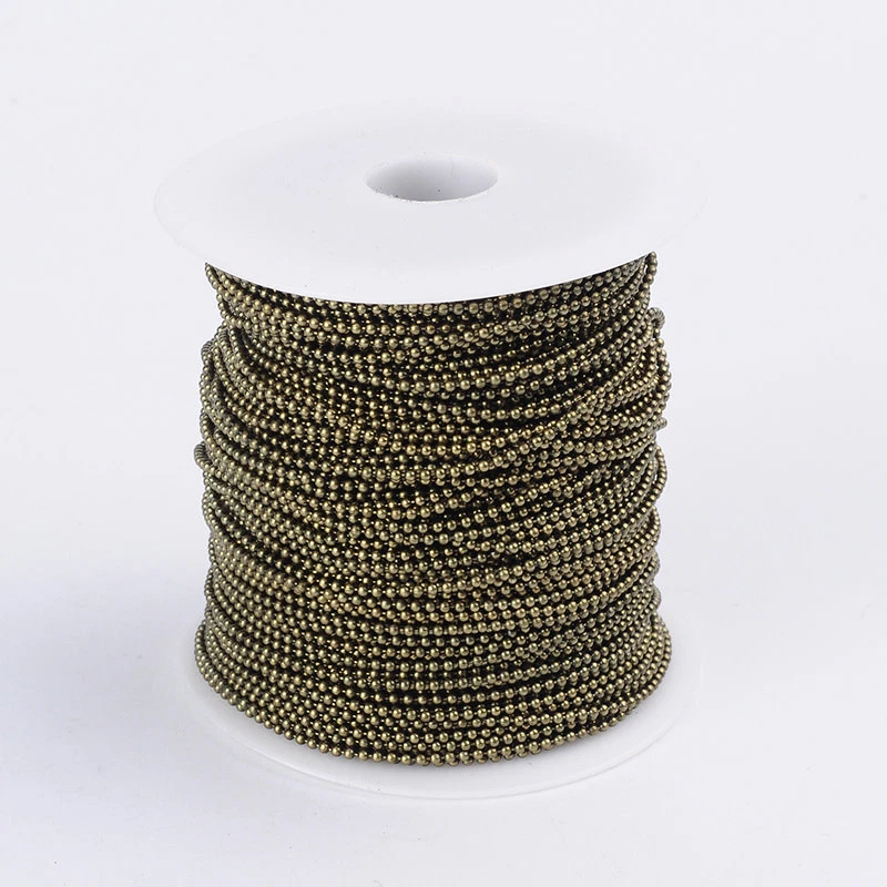 109yds/Roll Iron Beaded Ball Chains Unwelded String Spool 1.5mm 2mm Pick Color - Image 3 of 4