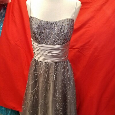 ebay silver dress Cache sparkling prom evening formal party long silver dress size 6 NEW