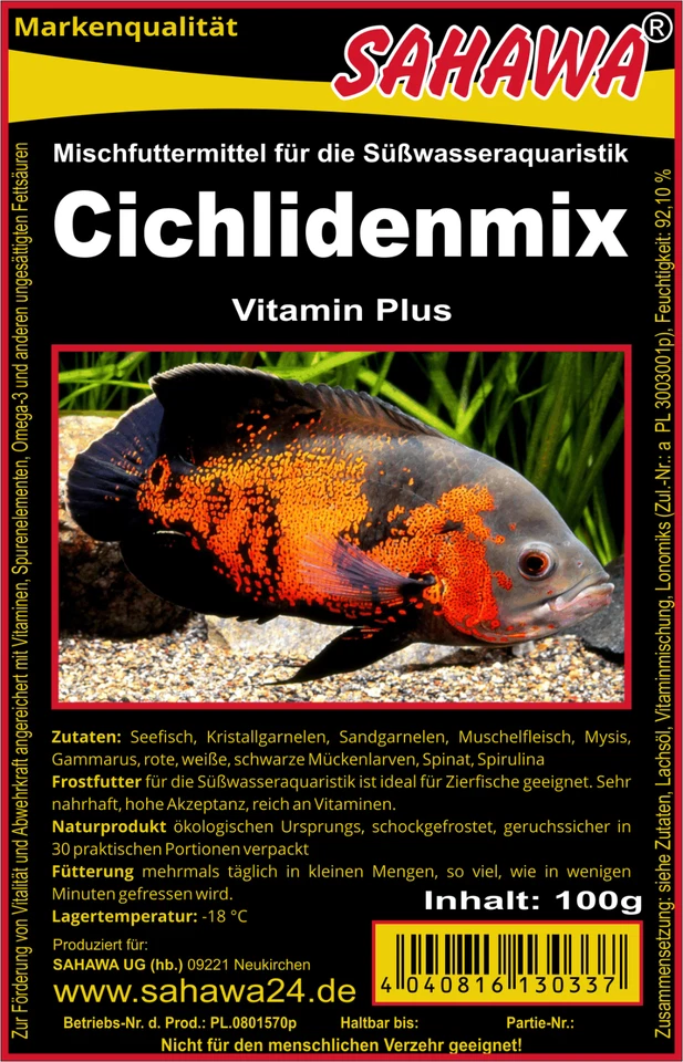 Cichlidenmix 5x 100g Blister Frostfutter Fischfutter SAHAWA