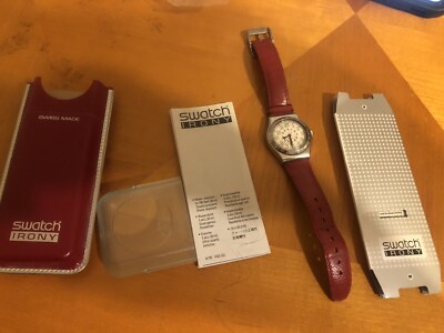 Swatch Red Amazon YLS103 1995 Irony Medium 34mm Stainless Steel