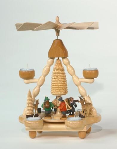 Tealight Pyramid Woodsmen Colourful Height = 14 3/16in New Christmas Table - Picture 1 of 1