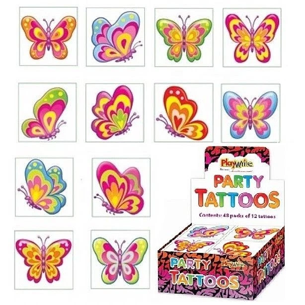 LND GIFTS Butterfly Temporary Tattoos Girls Kids Childrens Party Bag Fillers (12 In A Pack
