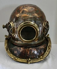 Authentic DIVING HELMET  12 Bolt. Copper,  Brass,  Glass Covered Ports, Tin 1930