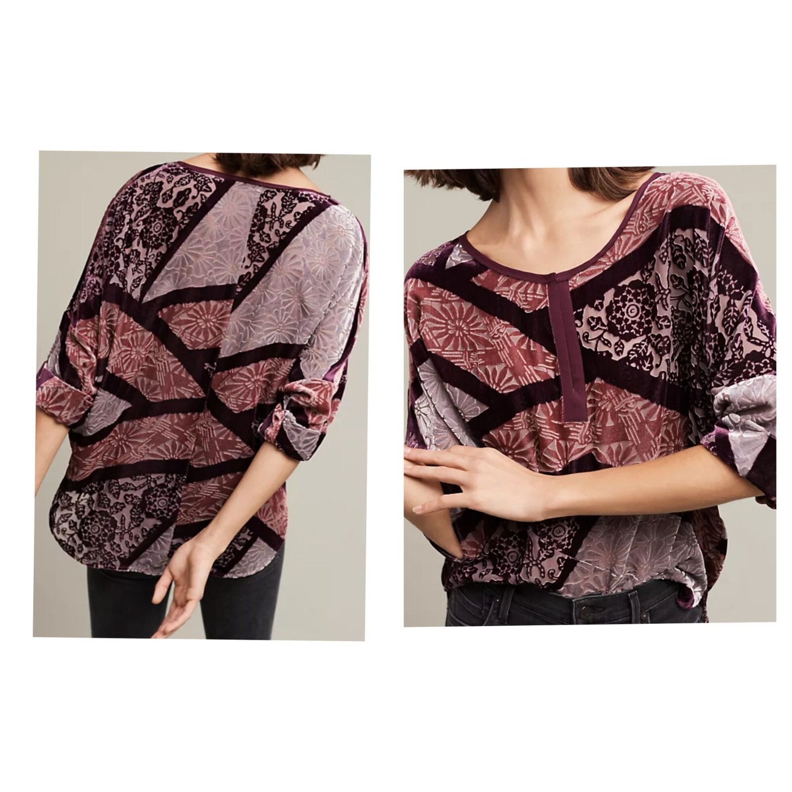 Anthropologie Tiny Patchwork Velvet Pullover Larg… - image 4