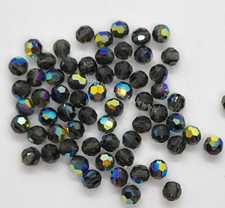 24pc Swarovski Crystal Morion AB 5mm Faceted Round 5000 Beads; Iridescent Gray