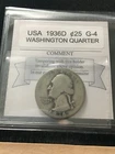1936 D  USA, Washington, Silver Quarter Dollar ¢25