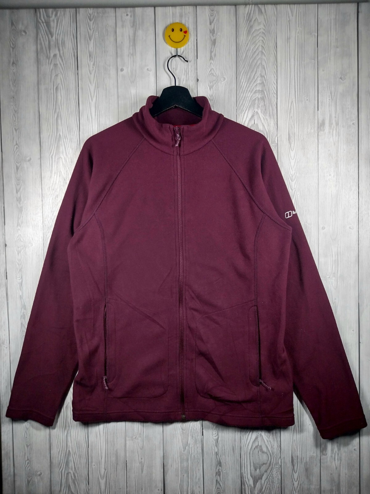 Berghaus Fleece Full Zip Jacket Size UK 16 Dark Purple Ladies Outdoors Hiking