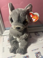 Ty Beanie Babies Wilfred The Dog Plush Toy Gray 2021 Collectible Yellow Eyes