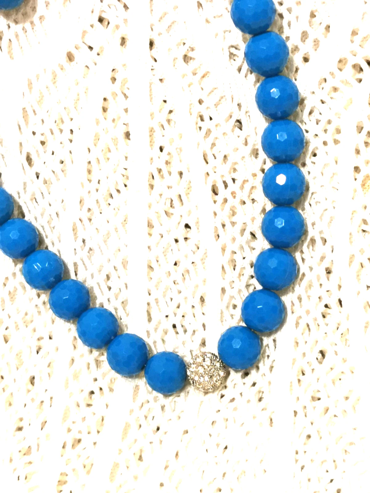 VINTAGE NECKLACE KINGFISHER TURQUOISE FACETED BEADS PAVE SET PENDANT - MERMAID image 5