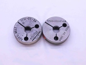 7/16 20 UNF 2A THREAD RING GAGES .4375 GO NO GO P.D.'S = .4037 & .3995 CHECK