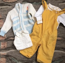Vintage Lot baby Clothes Turtlenecks Overalls boat sweater Sz 1-2t New