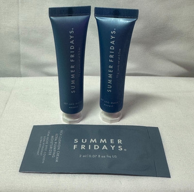 Lot of 2 Summer Fridays Travel Jet Lag Masks 0.5 oz / 15g NEW Sealed + Sample