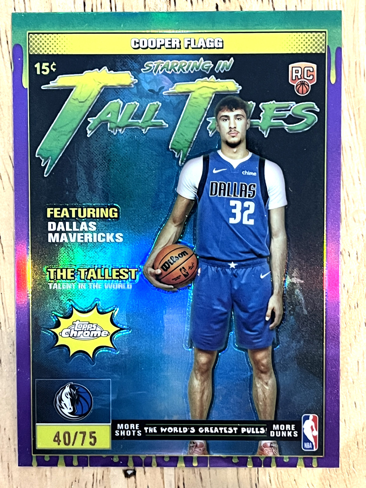 2025 Topps Chrome Basketball Cooper Flagg /75! Tall Tales Purple Refractor