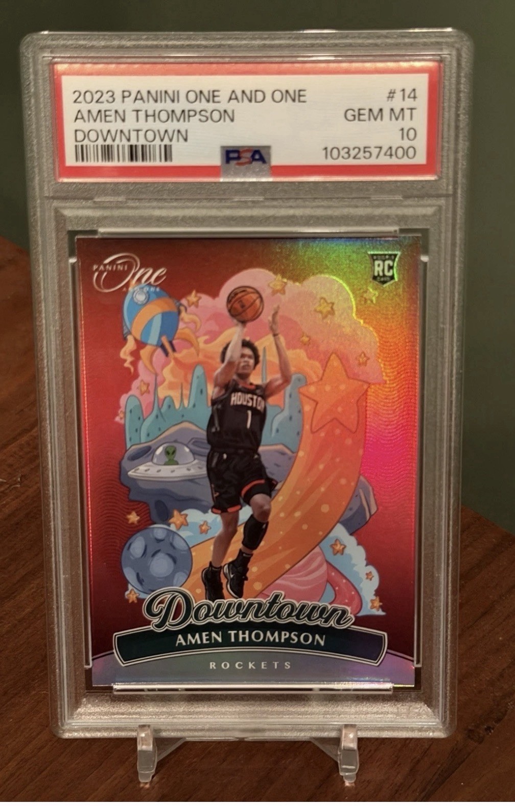 Panini 2023-24 One and One Downtown Amen Thompson #14 *Rookie *PSA 10 Rockets