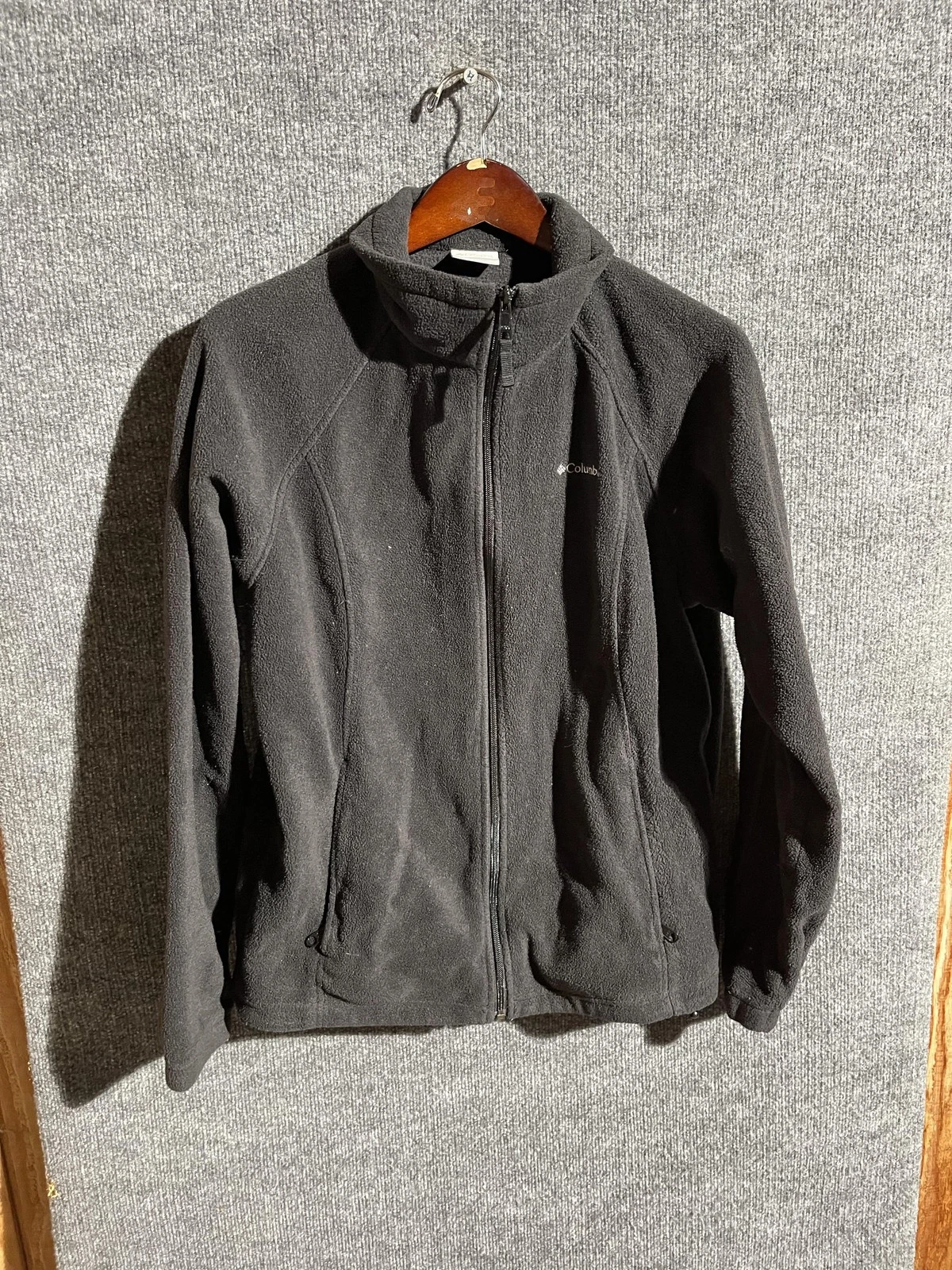 Columbia Fleece Jacket Mens XL Black Full Zip Pockets Outdoor Casual Warm Soft