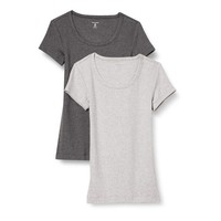 Amazon Essentials Damen T-Shirt FlüGeläRmel U-Ausschnitt 2Er-Pack Grau L