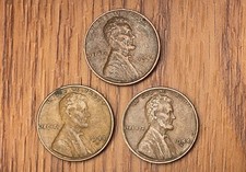 1944-P-D-S Linoln Wheat Pennys #3102 (LOT of 3) Very Fine Plus Men *FREE S/H*