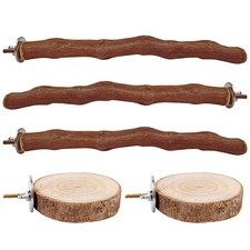 5PCS Bird Perch Stand Natural Wooden Parrot Stand Branch,3 Grape Wood Perch,2...