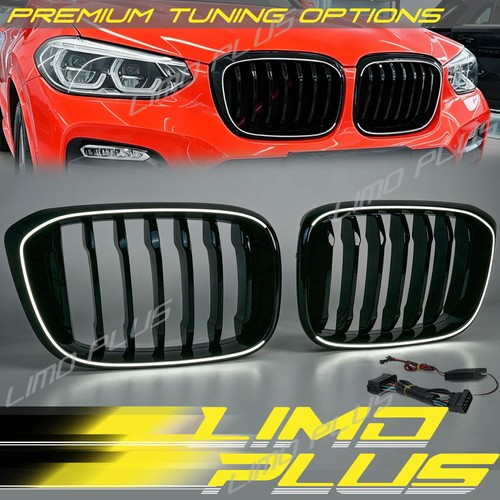 LED Grille For BMW X3 X4 G01 G02 18-21 M-Style Gloss Black Front Kidney Grill