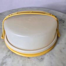 Vtg Tupperware Pie Cake Taker Carrier Harvest Gold Dome Lid 721-4 / 719-1 Retro