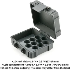 Vial Case Black holds 10 x 3ml Vials and 1 x Misc Storage Compartment Travel