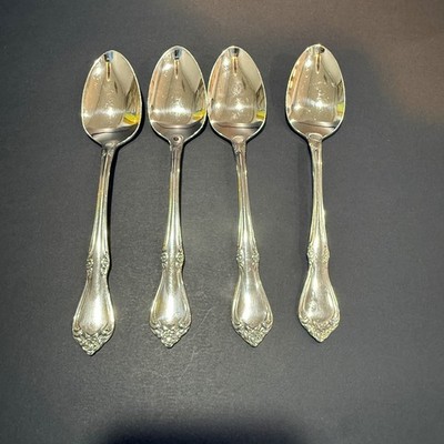 S.S.S. ONEIDA Arbor Rose True Rose Flatware ~Four Replacement Tea Spoons~(Lot A)