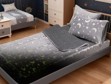 Star Moon Plush Zippered Comforter Set Zipper Bedding Glow in The Twin Grey