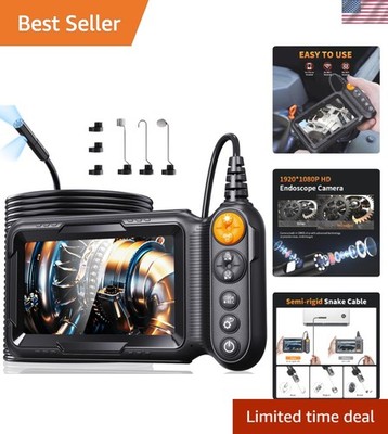 5M Dual-Lens Endoscope Camera with Light -  Waterproof 5 inch Screen