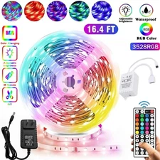 16.4FT Flexible 3528 RGB LED Strip Light Remote Fairy Lights Room TV Party Bar