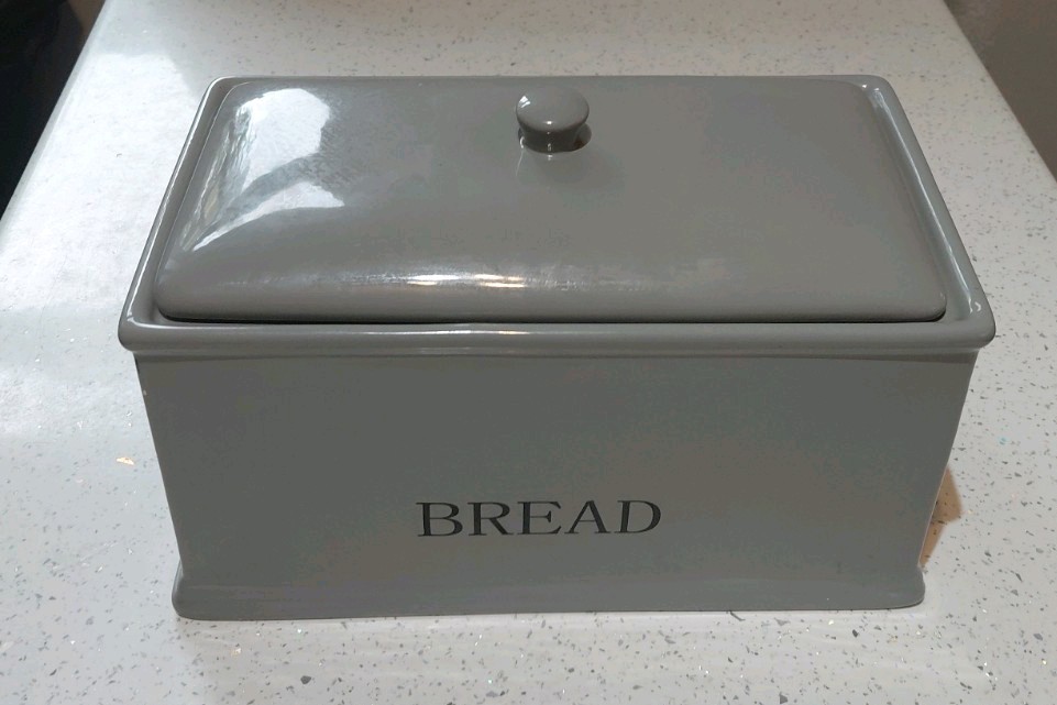 Ceramic Grey Contemporary Rectangle Bread Bin