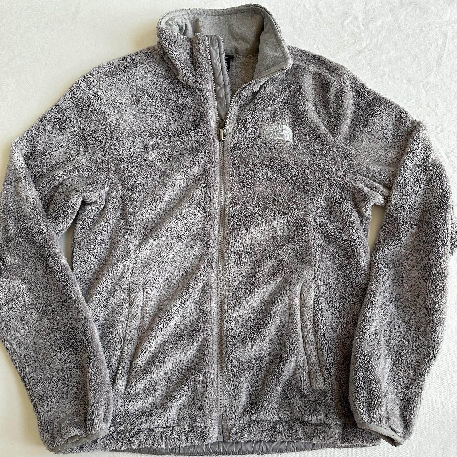 The North Face Osito 2 Jacket Small Gray Fuzzy High Pile Fleece Full Zip Womens 