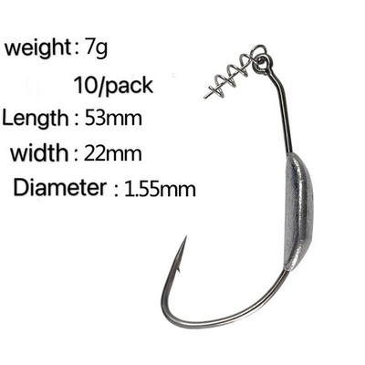 Weighted Offset Worm Hooks w/ Twist lock~ 5/0,7g / Weight FREE shipping