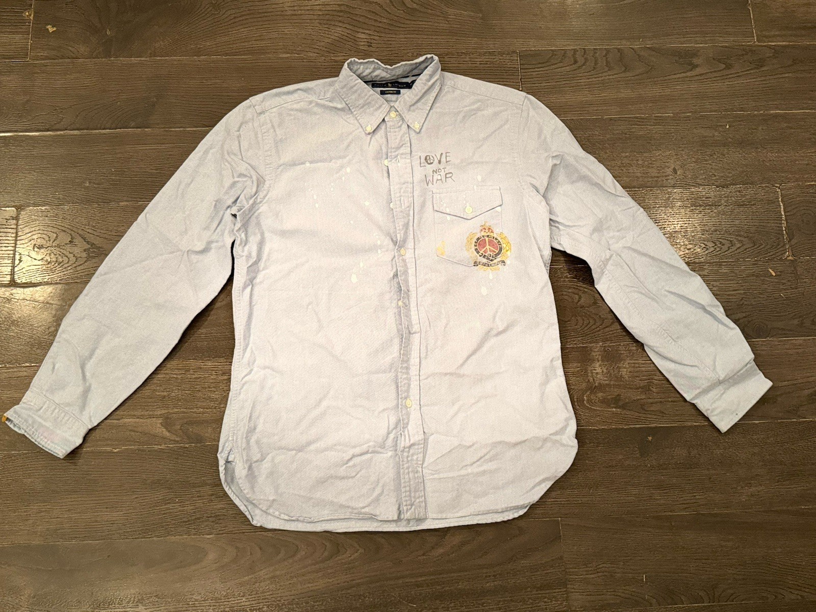 Ralph Lauren Blue Oxford Graphic Shirt Size M Button Down Men's  CUSTOM FIT image 5