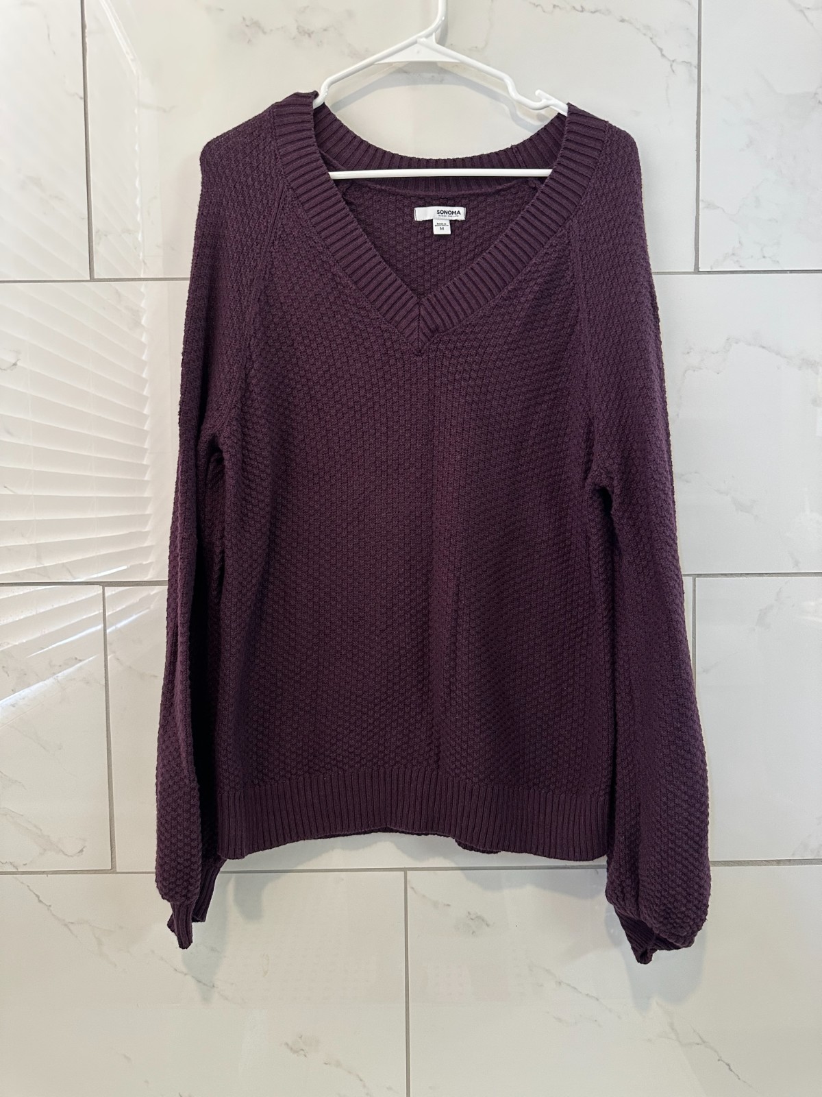 Sonoma Women’s Medium Purple V-Neck Knit Sweater Long Sleeve Pullover
