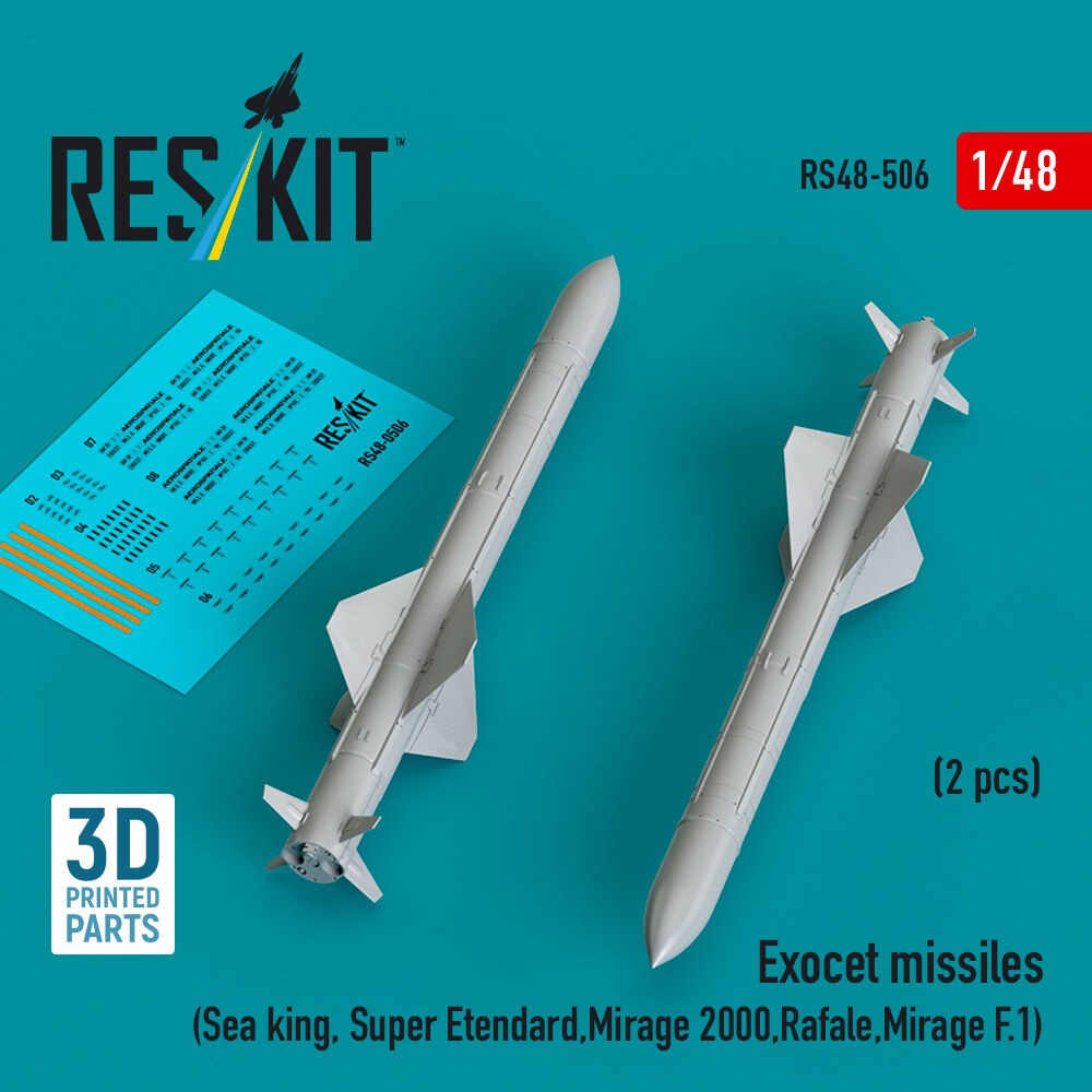 ResKit RS48-0506 1:48 Exocet Missiles (2 Pcs) Resin Model Accessory Kit