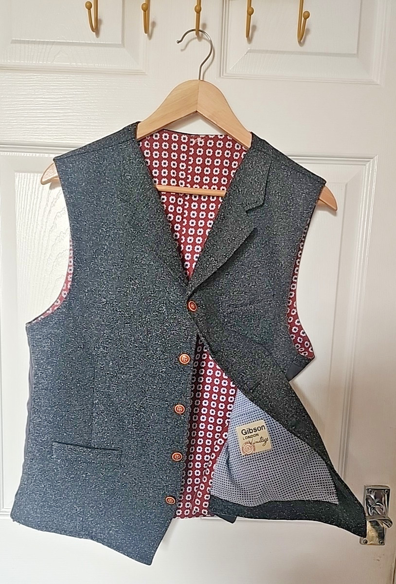 Gibson London Vintage Grey Mens Waistcoat - Chest 42 " Excellent Condition