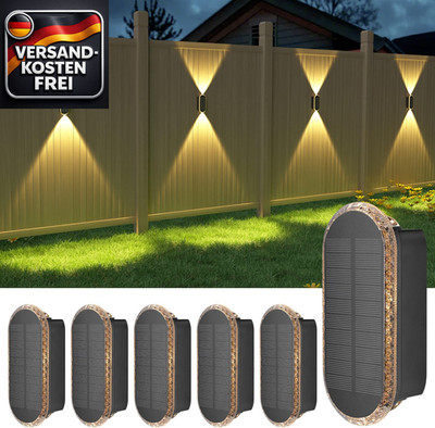 Solar Wandleuchte Außen IP65 Wasserfest für Garten Hof Pool 6 Stück