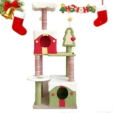 CY14 Christmas Cat Tree, Particle Board, Green, Red, Single Box Product