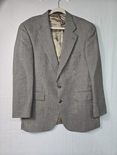 Vtg Chaps Ralph Lauren Men's 42R Beige Houndstooth Wool Blazer Sport Coat Canada